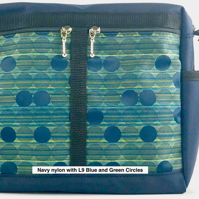 223 French Satchel Tote in Navy with Fabric Pockets