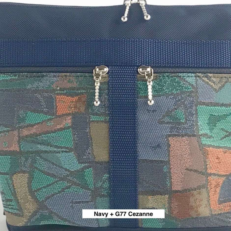 106 Medium Messenger Bag Purse in Navy Nylon with Fabric Accent Pockets