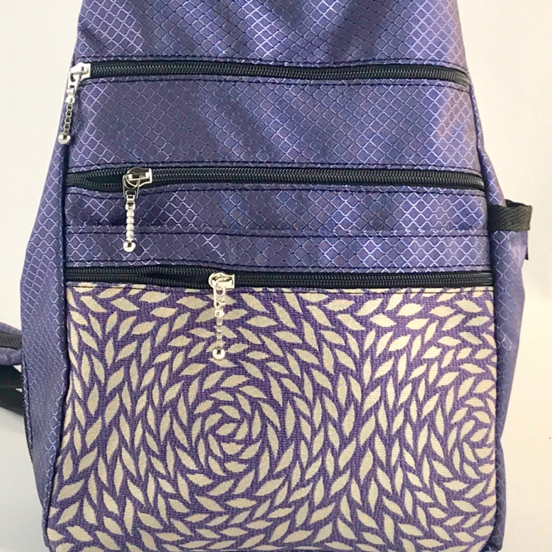 RP 967W Black Small Ripstop Side Entry Backpack Purse - deluxe extra zipper pocket + leather straps