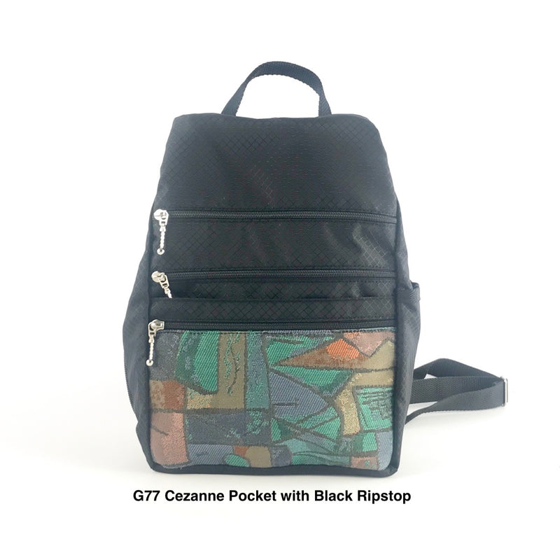 RP 967W Small Ripstop Side Entry Backpack Purse - deluxe extra zipper pocket + leather straps