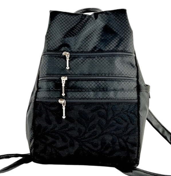 RP 968W Medium Ripstop Side Entry Backpack Purse - deluxe extra zipper pocket + leather straps