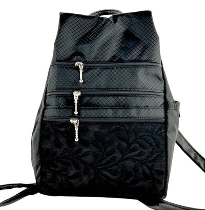 black leather quilted backpack purse RP 967W Black Small Ripstop Side Entry Backpack Purse