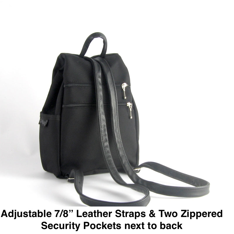 RP 967W Small Ripstop Side Entry Backpack Purse - deluxe extra zipper pocket + leather straps