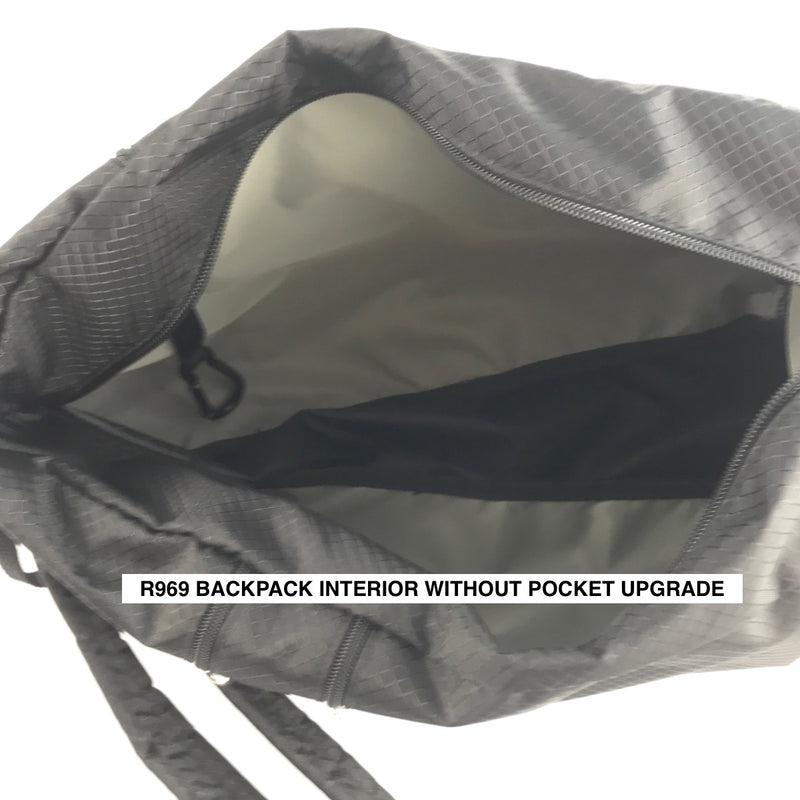 R969W Large Side Entry Backpack with padded straps in Ripstop Nylon with security pockets