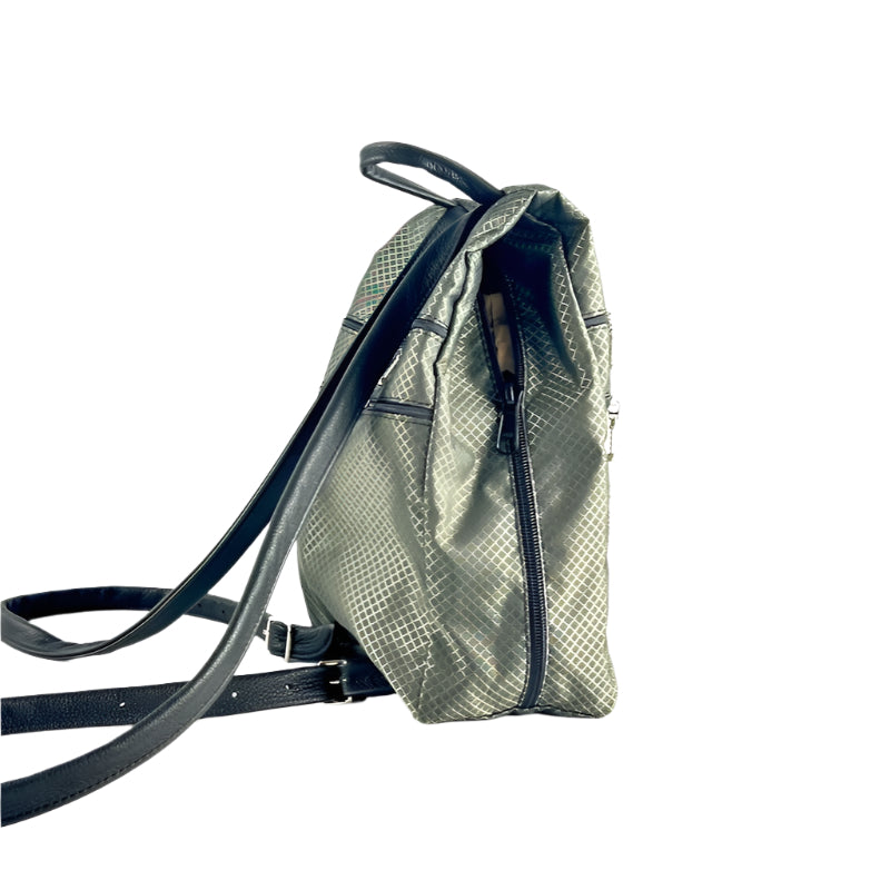 Small GRAY Ripstop Side Entry Backpack Purse - RP 967w deluxe extra zipper pocket + leather straps
