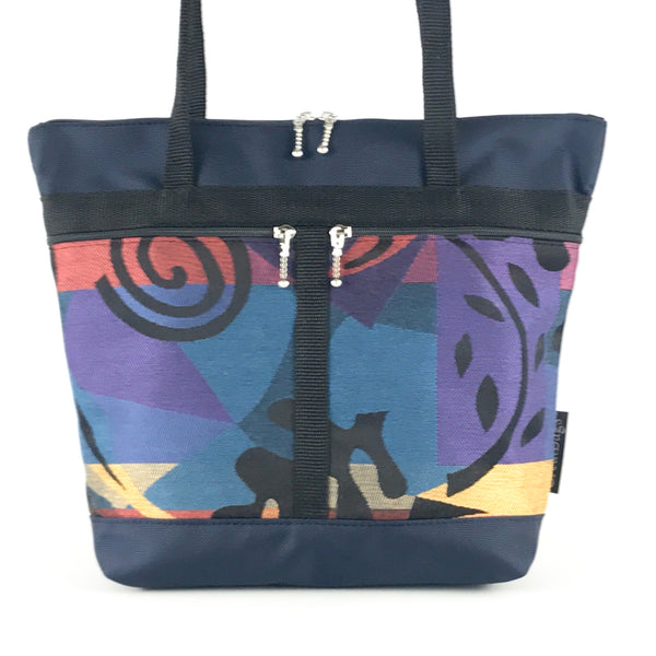 L: Large Tote in Navy with Fabric Pockets