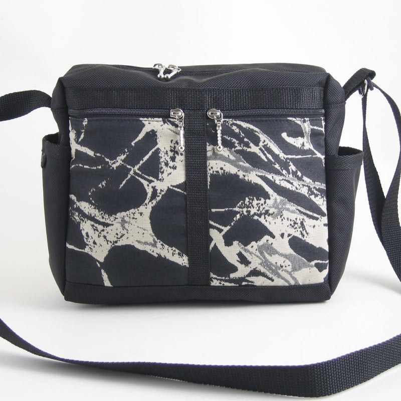 Vintage Fabrics 106 Medium Messenger Bag Purse in Black Nylon