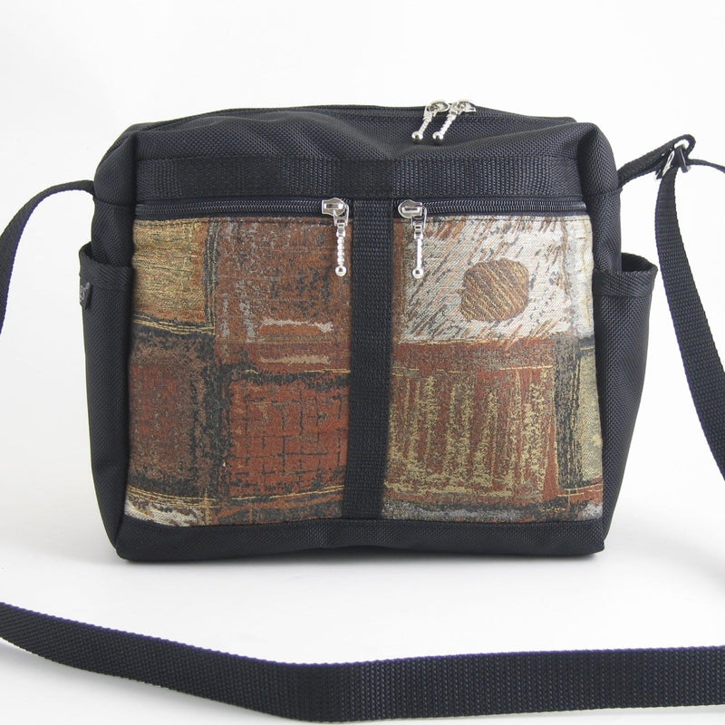 Vintage Fabrics 106 Medium Messenger Bag Purse in Black Nylon