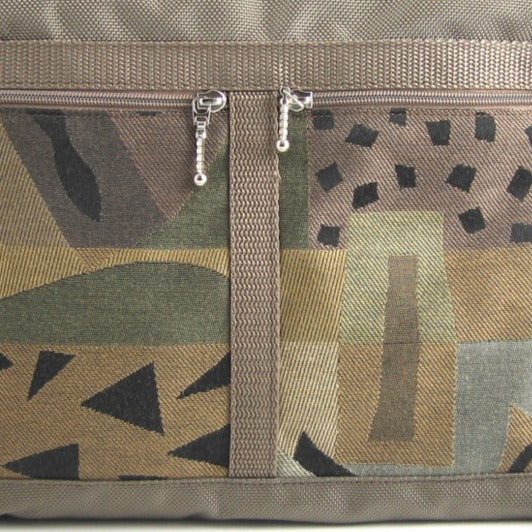 221L small organizer purse in Khaki Tan Nylon with fabric accent pockets