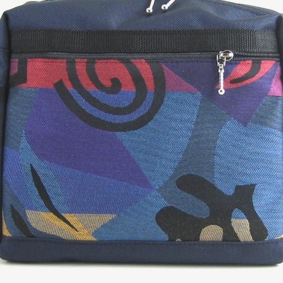 223 French Satchel Tote in Navy with Fabric Pockets