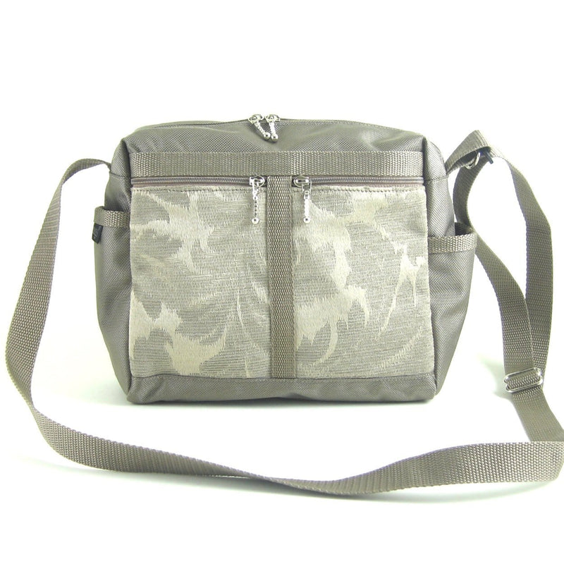 106 Medium Messenger Bag Purse in Khaki Nylon with Fabric Accent Pockets