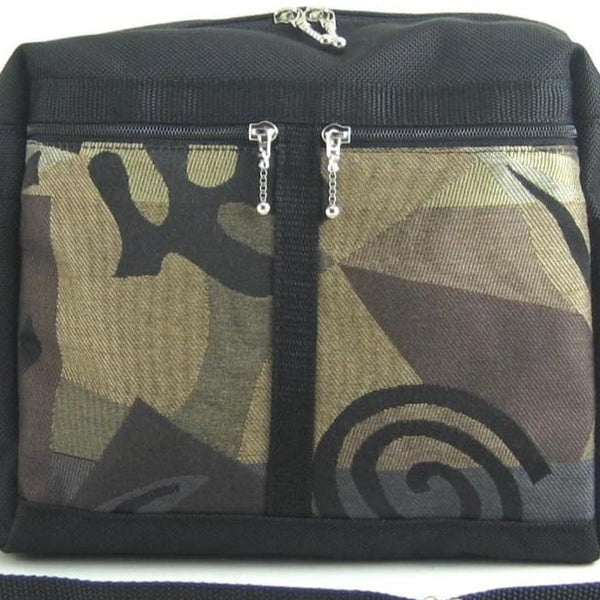Vintage Fabrics 106 Medium Messenger Bag Purse in Black Nylon