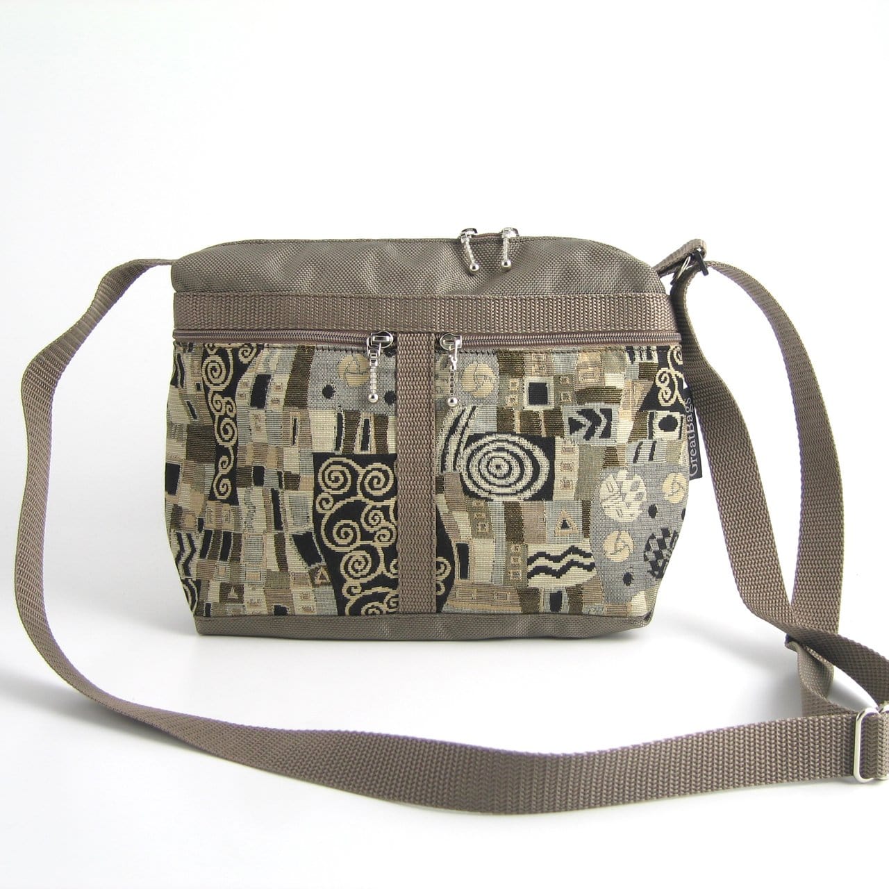221L small organizer purse in Khaki Tan Nylon with fabric accent pockets