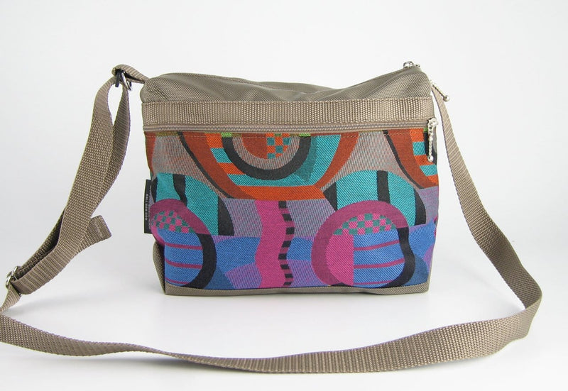 221L small organizer purse in Khaki Tan Nylon with fabric accent pockets