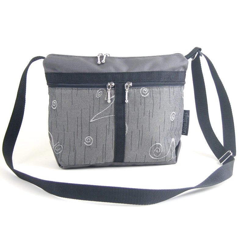 221L Small Organizer Purse in Gray Nylon with fabric accent pockets