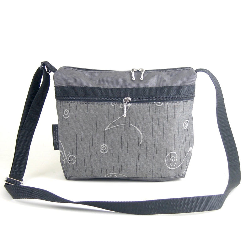 221L Small Organizer Purse in Gray Nylon with fabric accent pockets