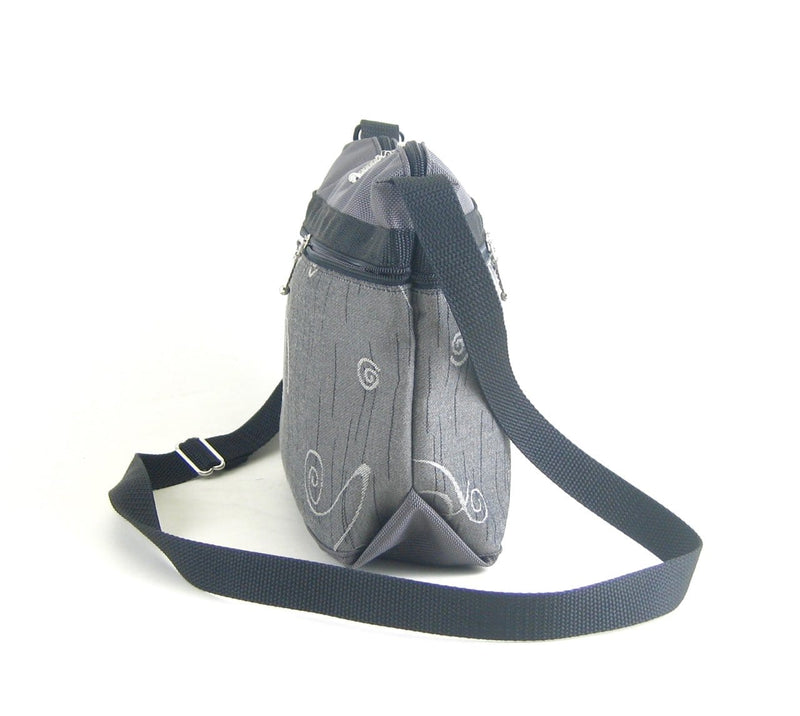 222L medium organizer purse in Gray Nylon with fabric accent pockets