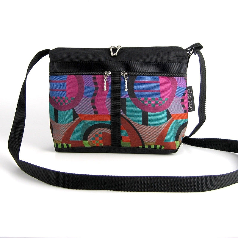 221L small organizer purse in Black Nylon with fabric accent pockets