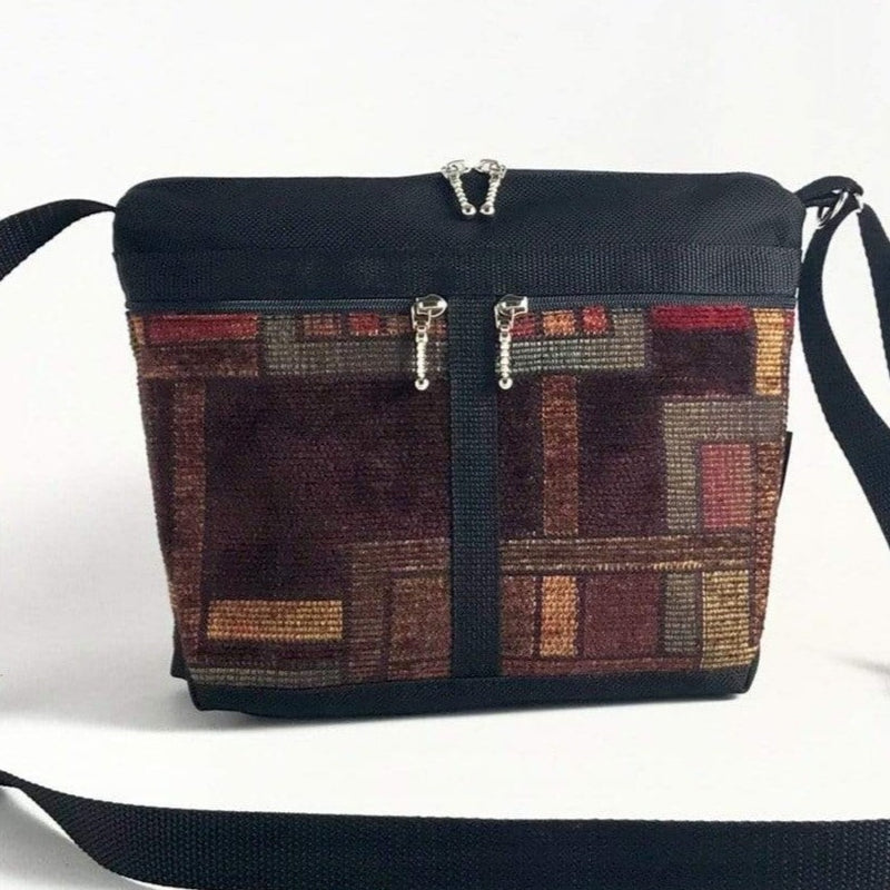 221L Vintage Tapestry Fabric Small Organizer Purse- Black Nylon