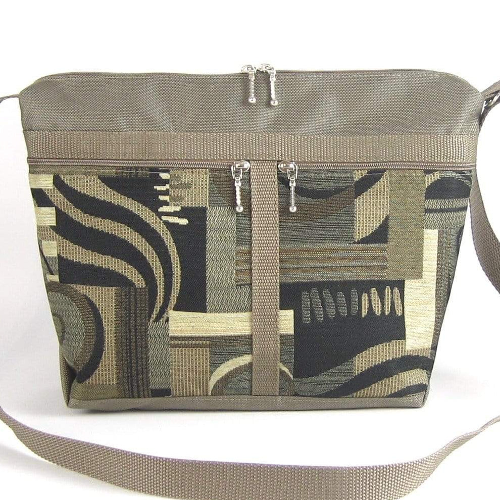 222L medium organizer purse in Khaki Tan Nylon with fabric accent pockets