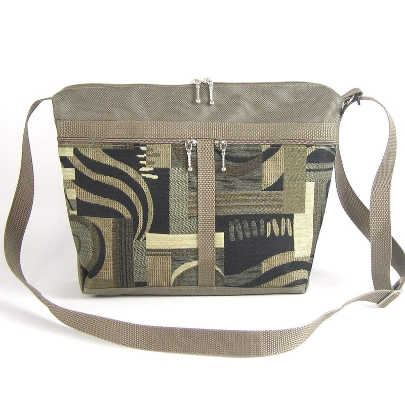 222L medium organizer purse in Khaki Tan Nylon with fabric accent pockets