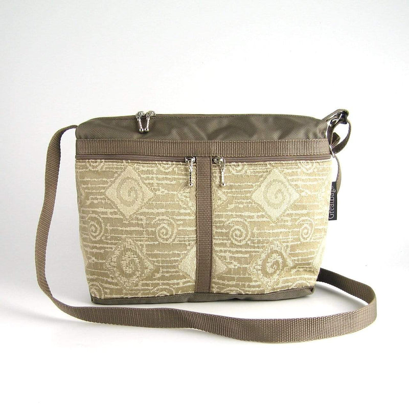 222L medium organizer purse in Khaki Tan Nylon with fabric accent pockets