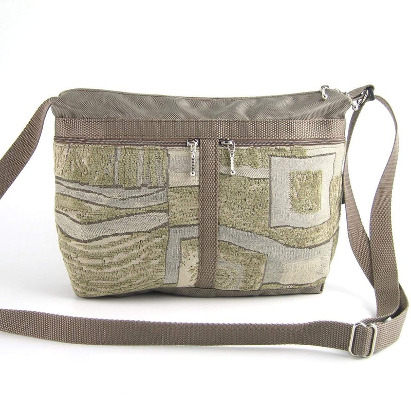 222L medium organizer purse in Khaki Tan Nylon with fabric accent pockets