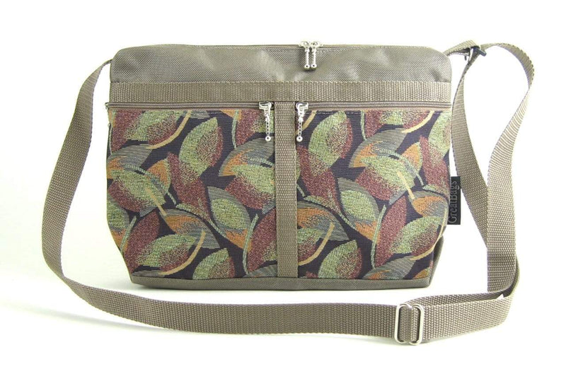 222L medium organizer purse in Khaki Tan Nylon with fabric accent pockets