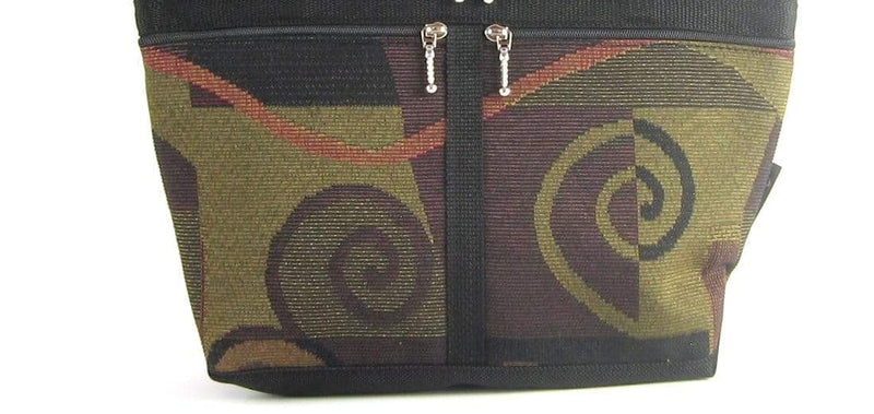 222L Cross-body medium Organizer Purse in Black nylon with fabric accent pockets