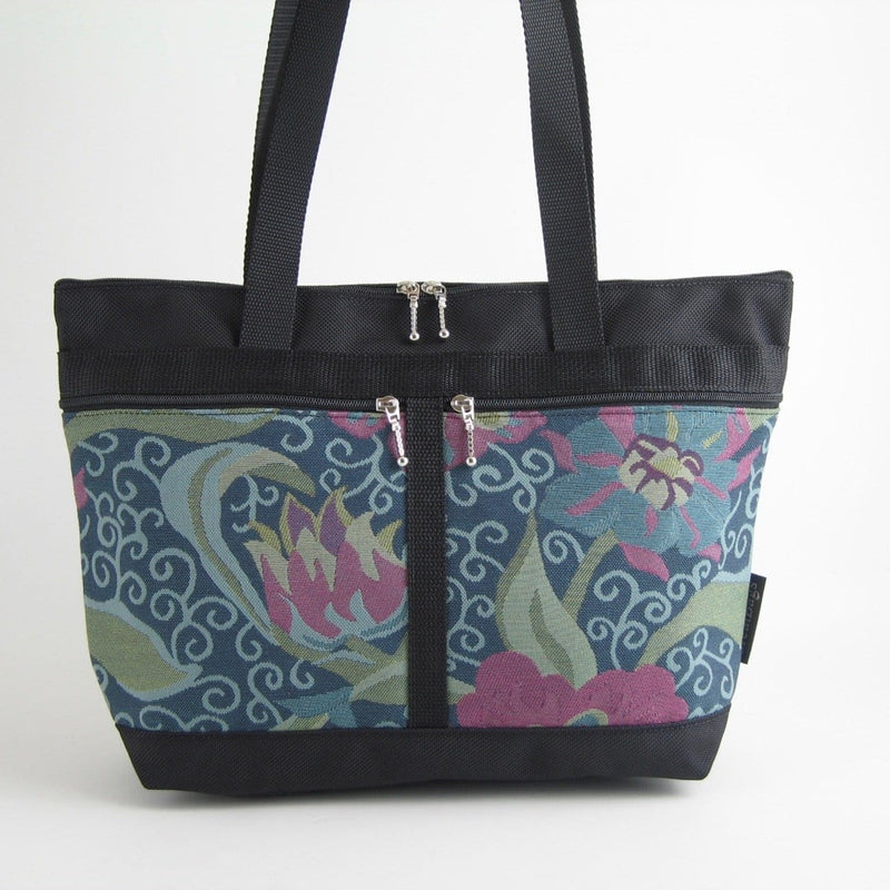 223 French Satchel Tote in  Black nylon with accent pockets