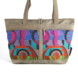 223 French Satchel Tote in Khaki with accent pockets