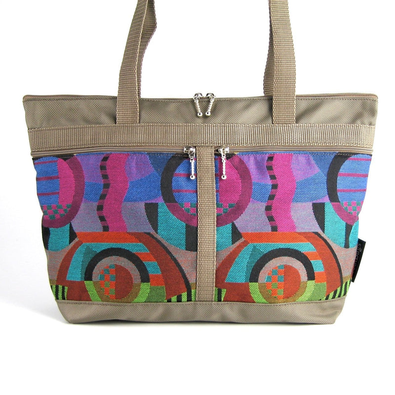 223 French Satchel Tote in Khaki with accent pockets