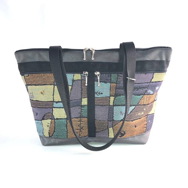 223 French Satchel Tote in Gray with Fabric Pockets