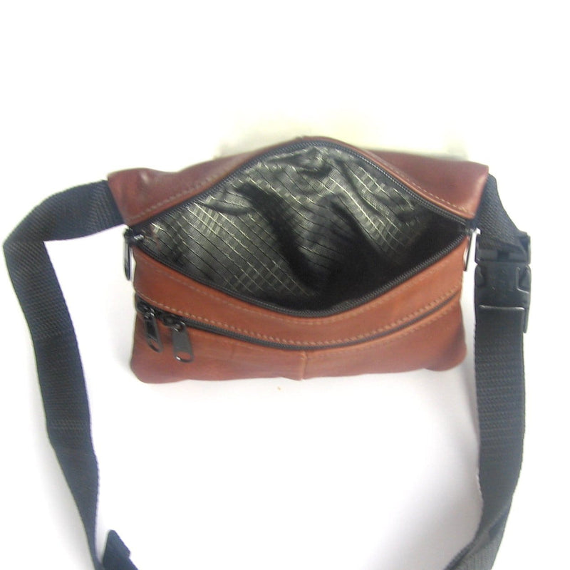 Leather flat fannypack in solid colors