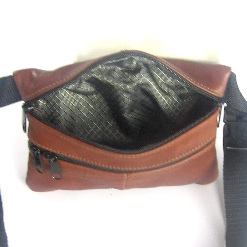 Small Leather Flat Fanny Pack With Contrast Accent Leathers - #301J