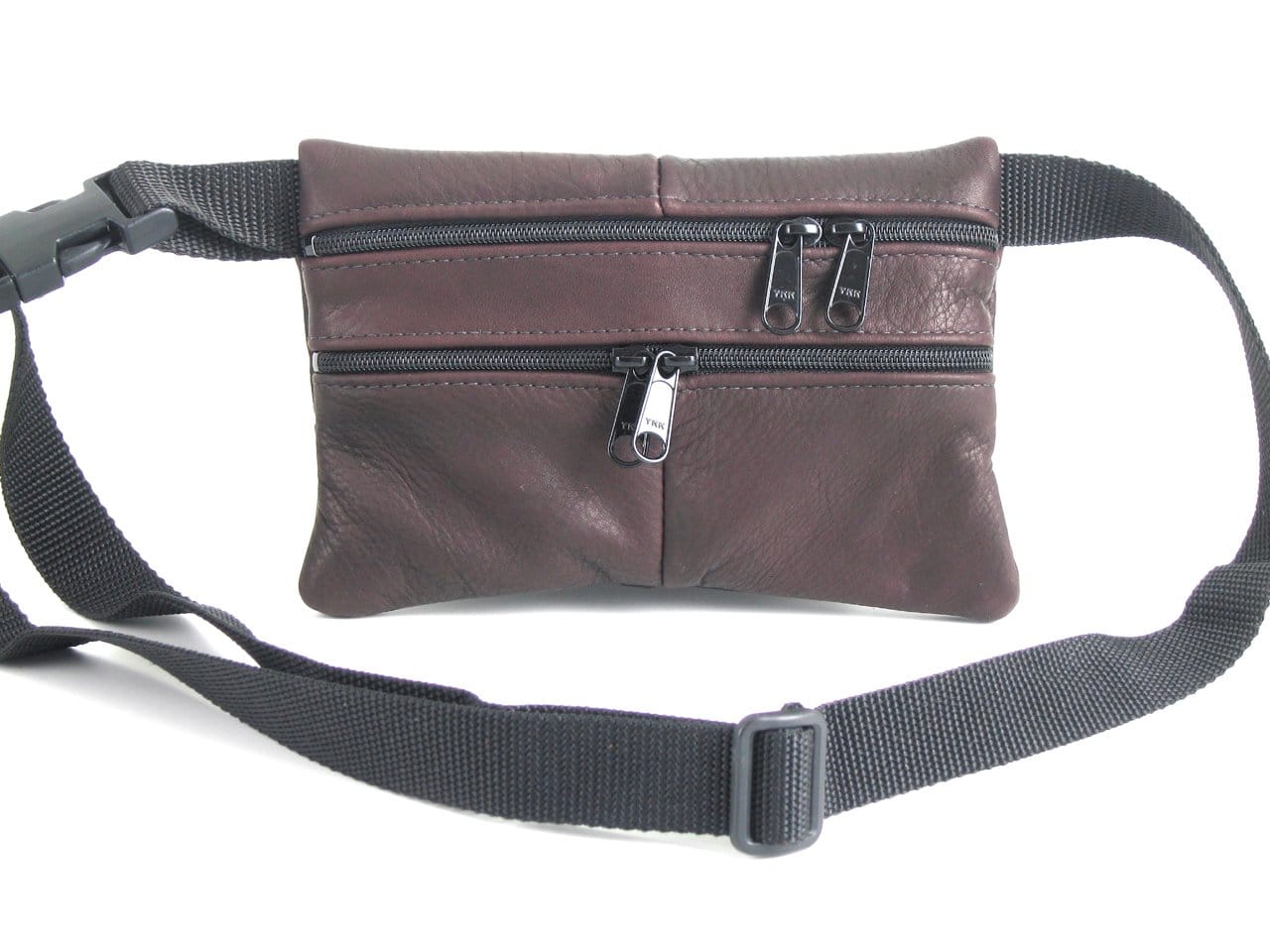 Leather flat fanny packs in solid colors - 2 sizes