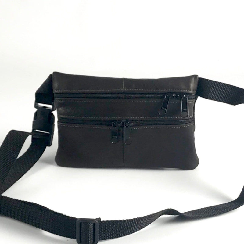 Leather flat fannypack in solid colors