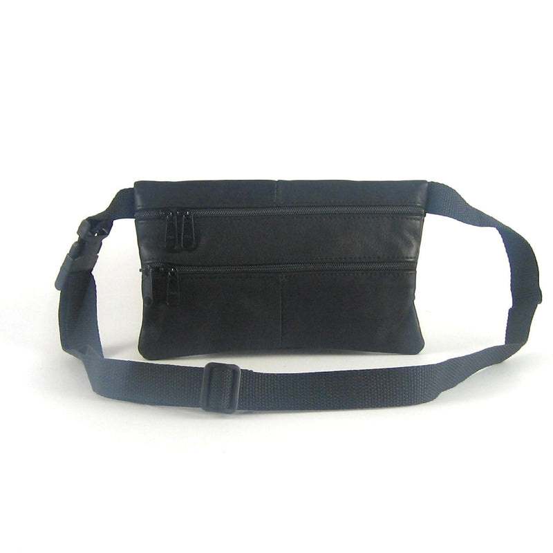 Leather flat fannypack in solid colors