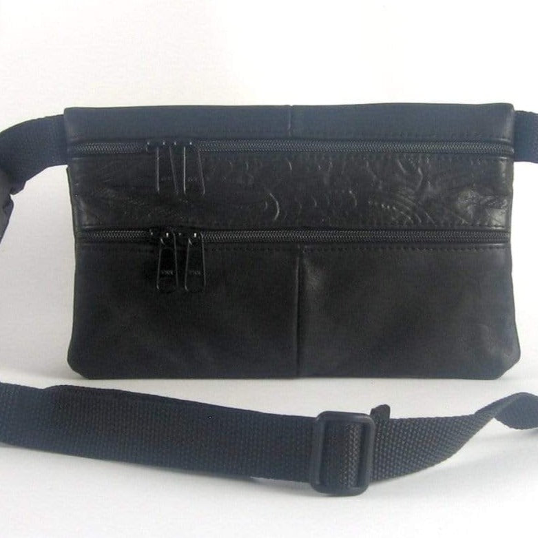 Small Leather Flat Fanny Pack With Contrast Accent Leathers - #301J