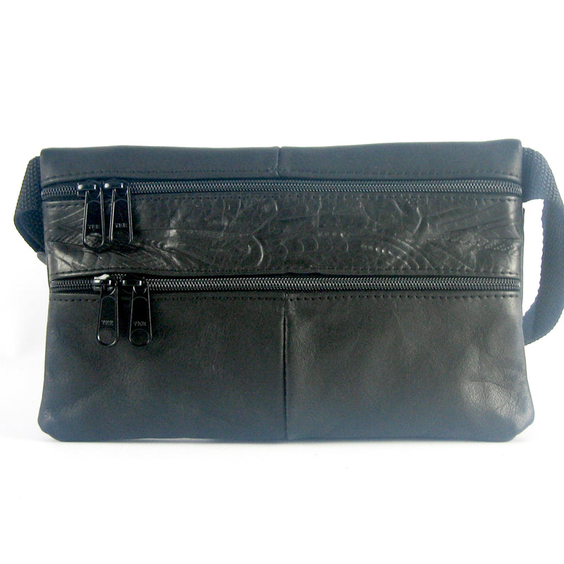 Medium Leather Flat Fanny Pack With Contrast Accent Leathers - #305J