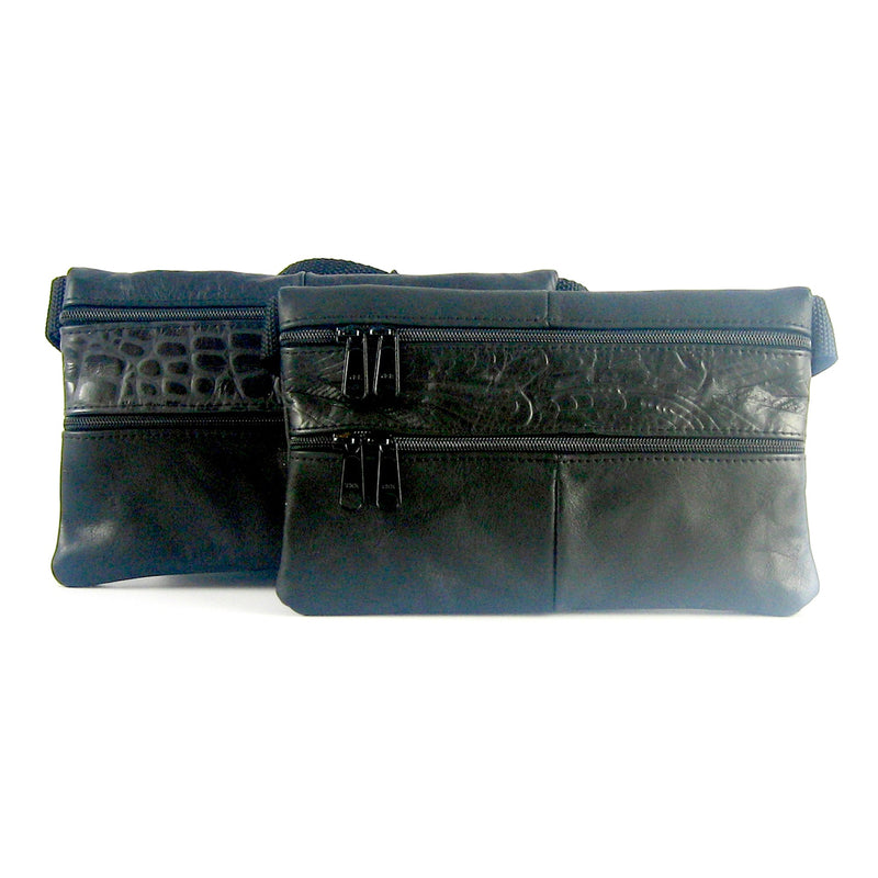 Medium Leather Flat Fanny Pack With Contrast Accent Leathers - #305J