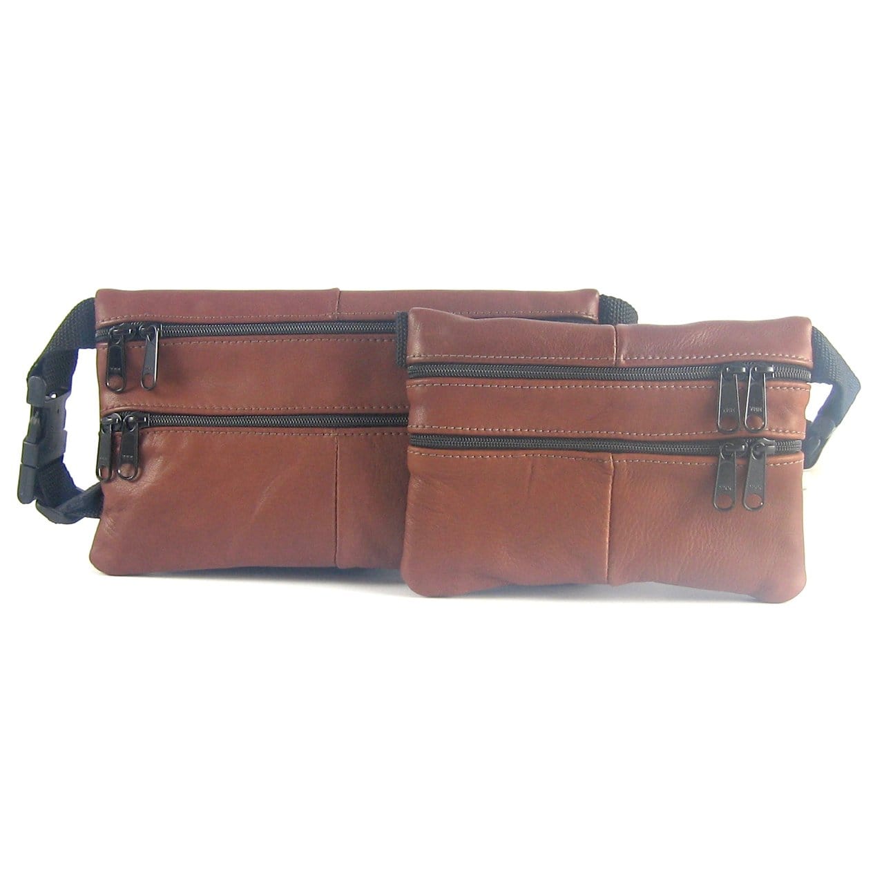 Leather flat fanny packs in solid colors - 2 sizes