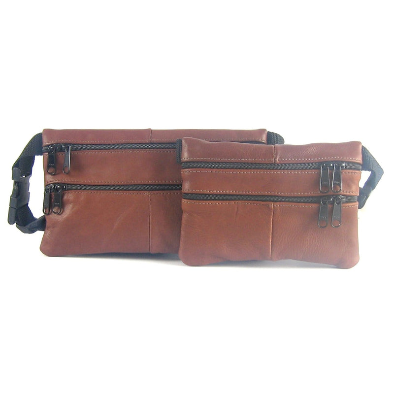 Leather flat fannypack in solid colors