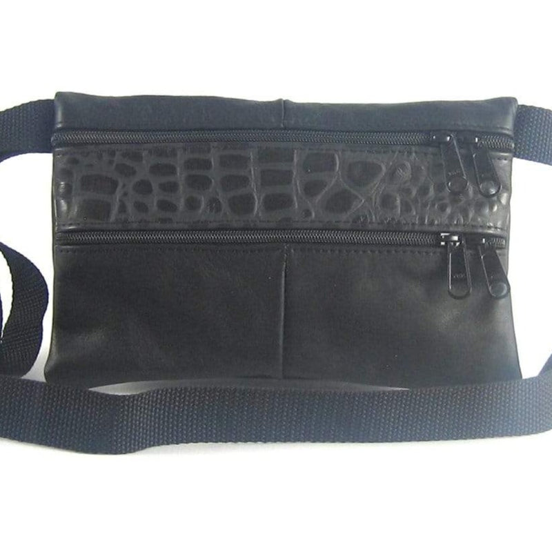 Small Leather Flat Fanny Pack With Contrast Accent Leathers - #301J