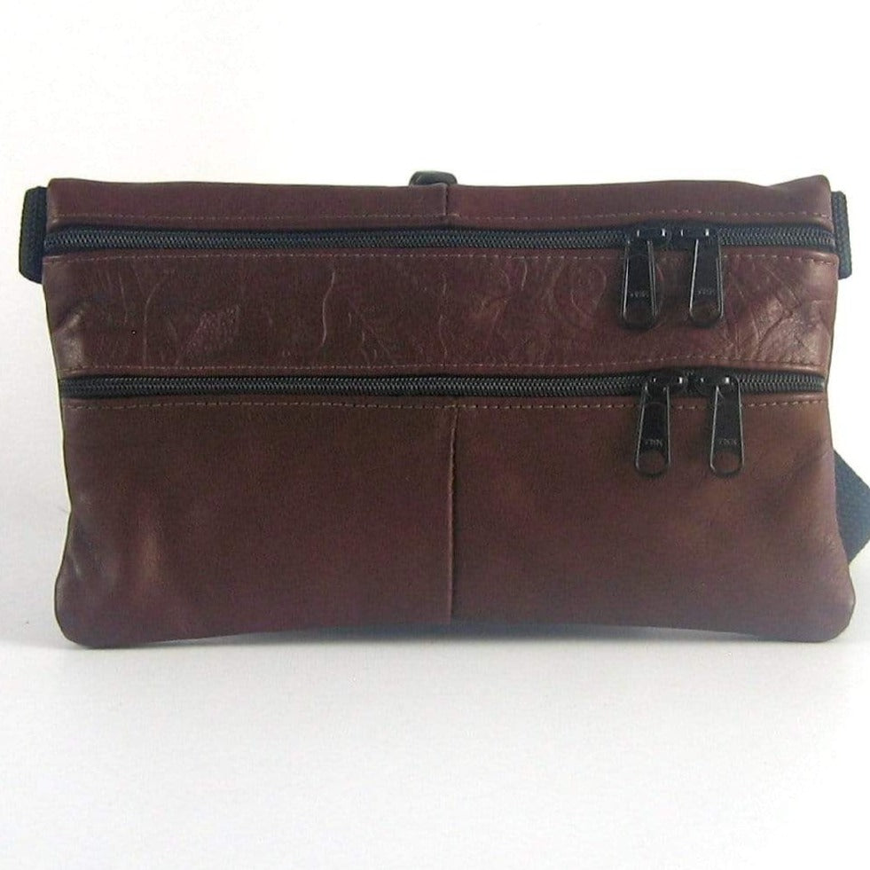 Small Leather Flat Fanny Pack With Contrast Accent Leathers - #301J