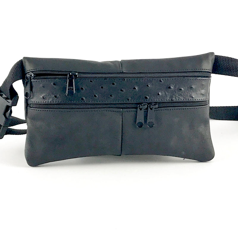 Medium Leather Flat Fanny Pack With Contrast Accent Leathers - #305J