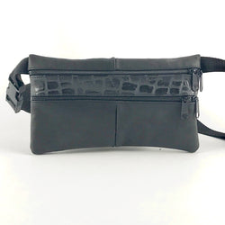 Medium Leather Flat Fanny Pack With Contrast Accent Leathers - #305J