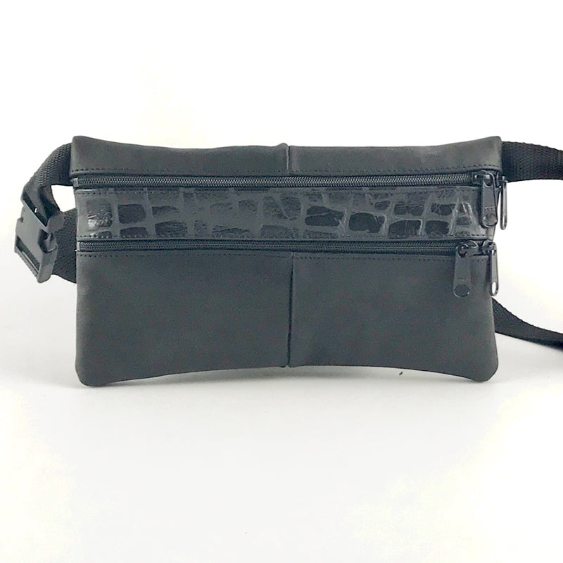 Medium Leather Flat Fanny Pack With Contrast Accent Leathers - #305J