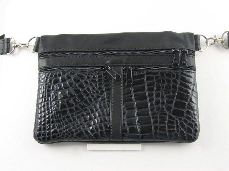 Black Croco Fanny Pack