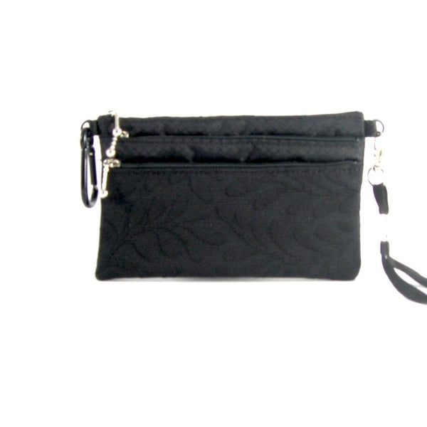 39R Three zipper organizer with wristlet and carabiner clip